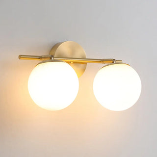 Gold and Frosted Glass Double Globe Vanity Light Zawala Image - 6