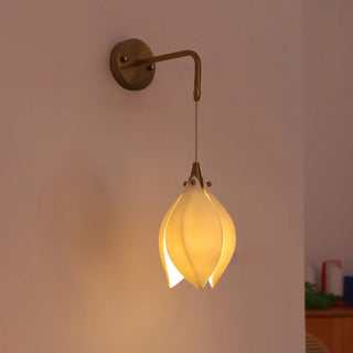 Elegant Gold Tulip Shaped White Ceramics Wall Sconce Zawala Image - 1