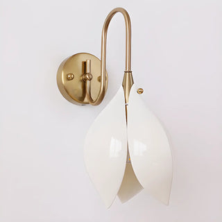 Elegant Gold Tulip Shaped White Ceramics Wall Sconce Zawala Image - 10