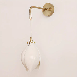 Elegant Gold Tulip Shaped White Ceramics Wall Sconce Zawala Image - 12