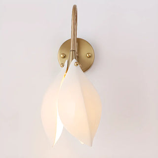 Elegant Gold Tulip Shaped White Ceramics Wall Sconce Zawala Image - 14