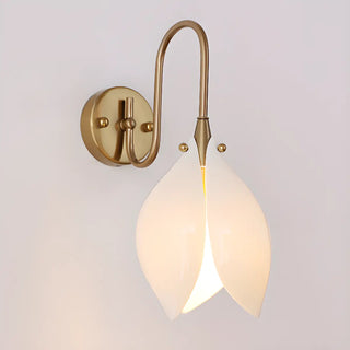 Elegant Gold Tulip Shaped White Ceramics Wall Sconce Zawala Image - 16