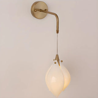 Elegant Gold Tulip Shaped White Ceramics Wall Sconce Zawala Image - 18