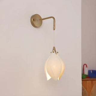 Elegant Gold Tulip Shaped White Ceramics Wall Sconce Zawala Image - 2