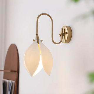 Elegant Gold Tulip Shaped White Ceramics Wall Sconce Zawala Image - 3