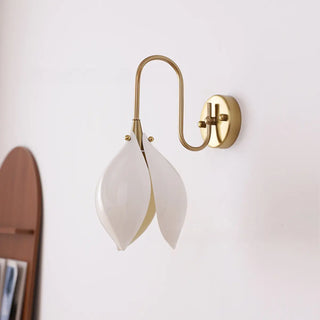 Elegant Gold Tulip Shaped White Ceramics Wall Sconce Zawala Image - 4