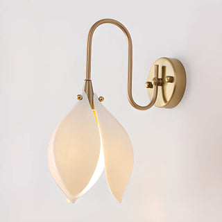 Elegant Gold Tulip Shaped White Ceramics Wall Sconce Zawala Image - 6