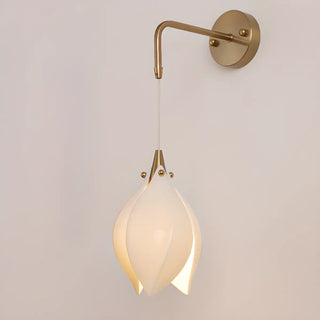 Elegant Gold Tulip Shaped White Ceramics Wall Sconce Zawala Image - 7