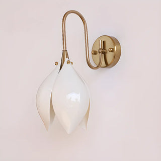 Elegant Gold Tulip Shaped White Ceramics Wall Sconce Zawala Image - 8