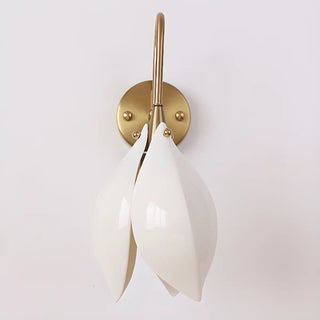 Elegant Gold Tulip Shaped White Ceramics Wall Sconce Zawala Image - 9