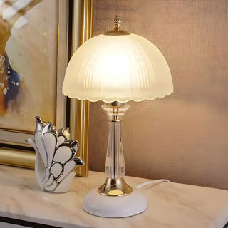 Elegant White Dome Glass Crystal Bedside Table Lamp Zawala Image - 1