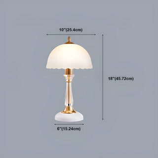 Elegant White Dome Glass Crystal Bedside Table Lamp Zawala #size