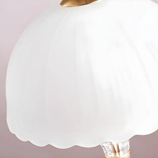 Elegant White Dome Glass Crystal Bedside Table Lamp Zawala Image - 7