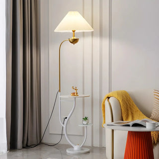 Multifunctional White Pagoda Floor Lamp with Shelves Zawala Image - 10