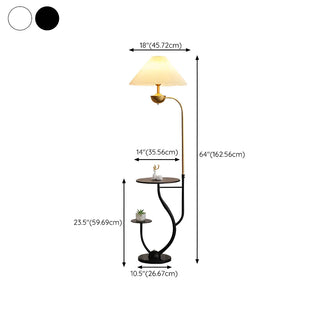 Multifunctional White Pagoda Floor Lamp with Shelves Zawala #size