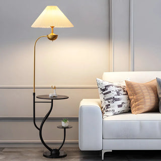 Multifunctional White Pagoda Floor Lamp with Shelves Zawala Image - 3