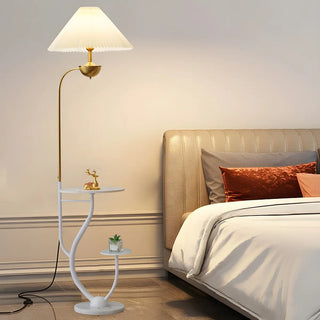 Multifunctional White Pagoda Floor Lamp with Shelves Zawala Image - 4