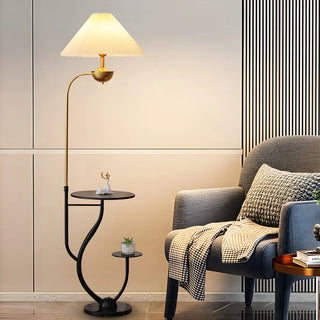 Multifunctional White Pagoda Floor Lamp with Shelves Zawala Image - 9