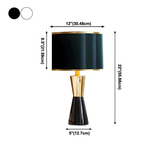 Contemporary White Cylinder Fabric Shade Table Lamp Zawala #size