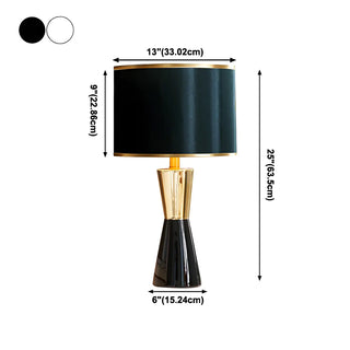 Contemporary White Cylinder Fabric Shade Table Lamp Zawala Image - 11