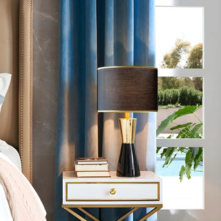 Contemporary White Cylinder Fabric Shade Table Lamp Zawala Image - 2