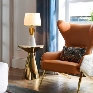 Contemporary White Cylinder Fabric Shade Table Lamp Zawala Image - 4