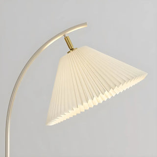 Sleek Pleated Gold Arched Floor Lamp with Side Table Zawala Image - 8