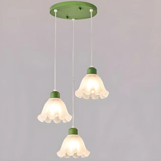 Elegant Dining Room Green and White Flower Pendant Light Zawala Image - 4