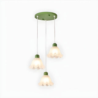 Elegant Dining Room Green and White Flower Pendant Light Zawala Image - 5
