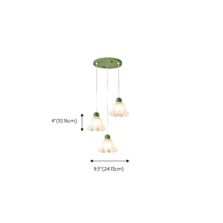 Elegant Dining Room Green and White Flower Pendant Light Zawala #size