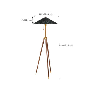 Modern Green Cone and Tripod Metal LED Floor Lamp Zawala #size