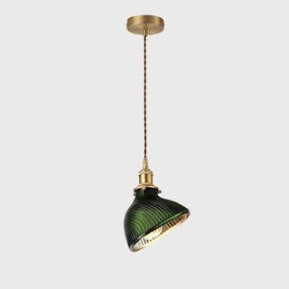 ZOWALA - Modern Bedroom Green Glass Cylinder Pendant Light Image - 10