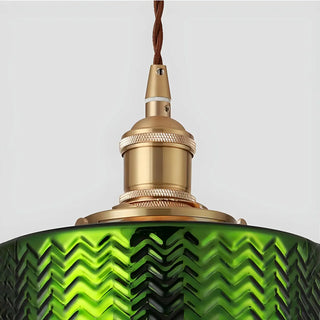 ZOWALA - Modern Bedroom Green Glass Cylinder Pendant Light Image - 11