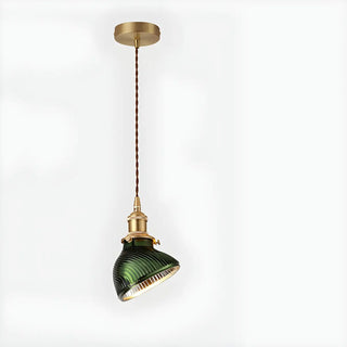 ZOWALA - Modern Bedroom Green Glass Cylinder Pendant Light Image - 4