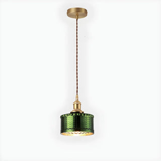 ZOWALA - Modern Bedroom Green Glass Cylinder Pendant Light Image - 5