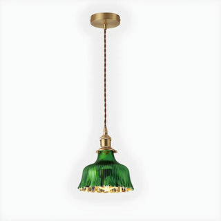 ZOWALA - Modern Bedroom Green Glass Cylinder Pendant Light Image - 6