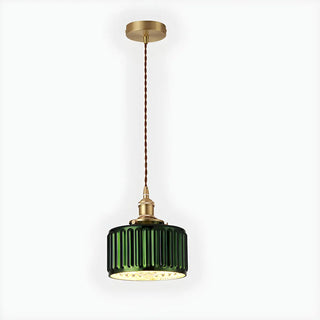 ZOWALA - Modern Bedroom Green Glass Cylinder Pendant Light Image - 8