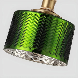 ZOWALA - Modern Bedroom Green Glass Cylinder Pendant Light Image - 9