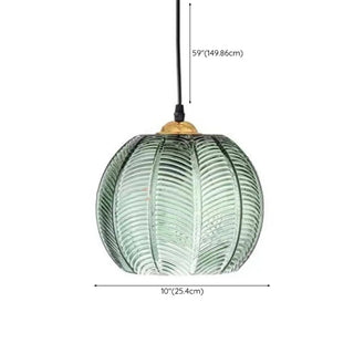ZOWALA - Modern Dining Room Green Leaf Pattern Glass Pendant Light #size