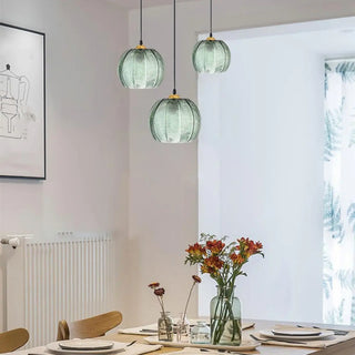 ZOWALA - Modern Dining Room Green Leaf Pattern Glass Pendant Light Image - 2