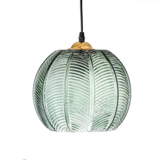 ZOWALA - Modern Dining Room Green Leaf Pattern Glass Pendant Light Image - 4