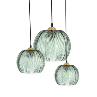 ZOWALA - Modern Dining Room Green Leaf Pattern Glass Pendant Light Image - 6