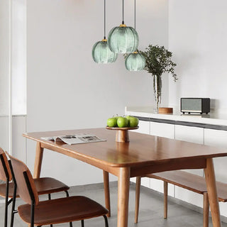 ZOWALA - Modern Dining Room Green Leaf Pattern Glass Pendant Light Image - 8