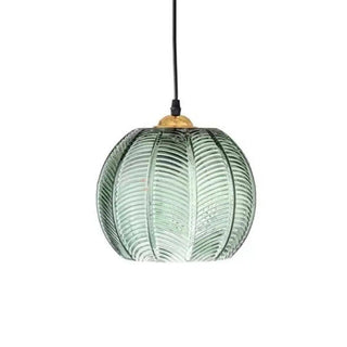 ZOWALA - Modern Dining Room Green Leaf Pattern Glass Pendant Light Image - 9