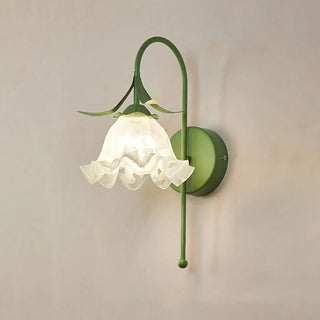 Elegant Floral White Glass Shade Metal Wall Sconce Zawala Image - 10