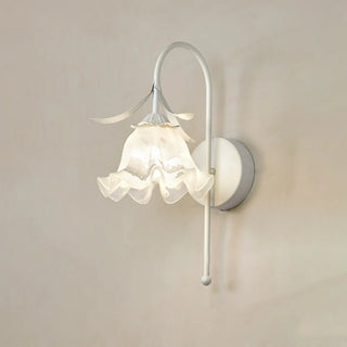 Elegant Floral White Glass Shade Metal Wall Sconce Zawala Image - 11