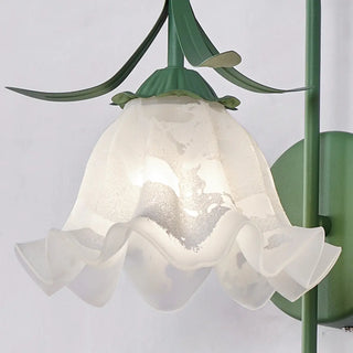 Elegant Floral White Glass Shade Metal Wall Sconce Zawala Image - 14