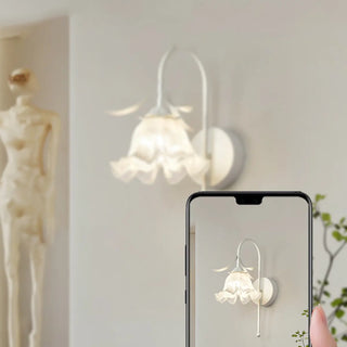 Elegant Floral White Glass Shade Metal Wall Sconce Zawala Image - 16
