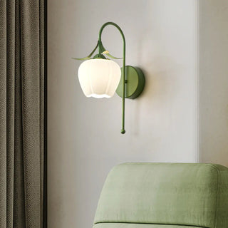 Elegant Floral White Glass Shade Metal Wall Sconce Zawala Image - 19