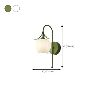Elegant Floral White Glass Shade Metal Wall Sconce Zawala Image - 21